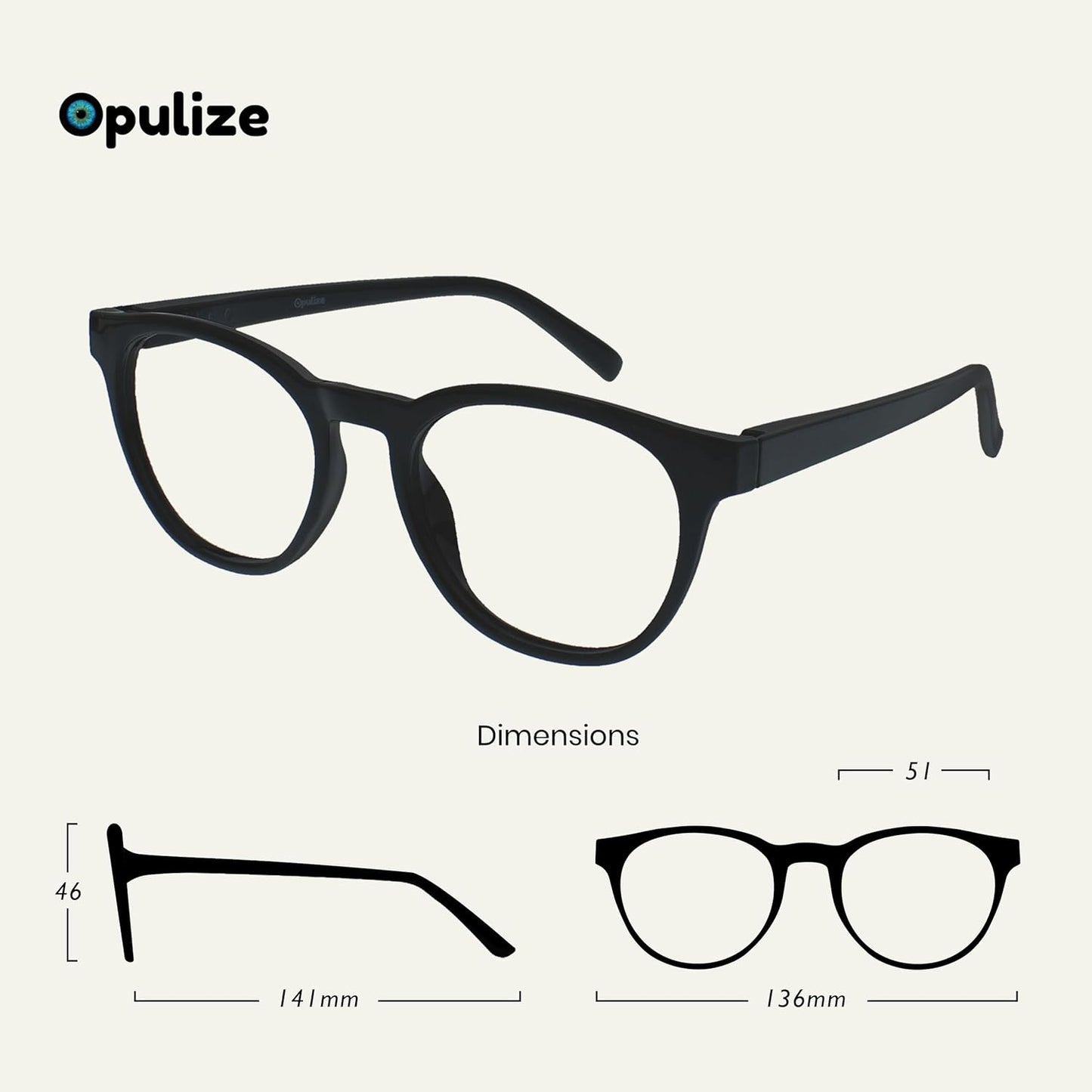 OPULIZE Blu Gafas De Lectura Con Bloqueo De Luz Azul Montura Redonda Bisagras De Muelle Mejoran El Sueño Ordenador Gaming Antirreflejante Hombre Mujer B5