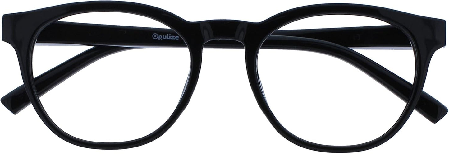 OPULIZE Blu Gafas De Lectura Con Bloqueo De Luz Azul Montura Redonda Bisagras De Muelle Mejoran El Sueño Ordenador Gaming Antirreflejante Hombre Mujer B5