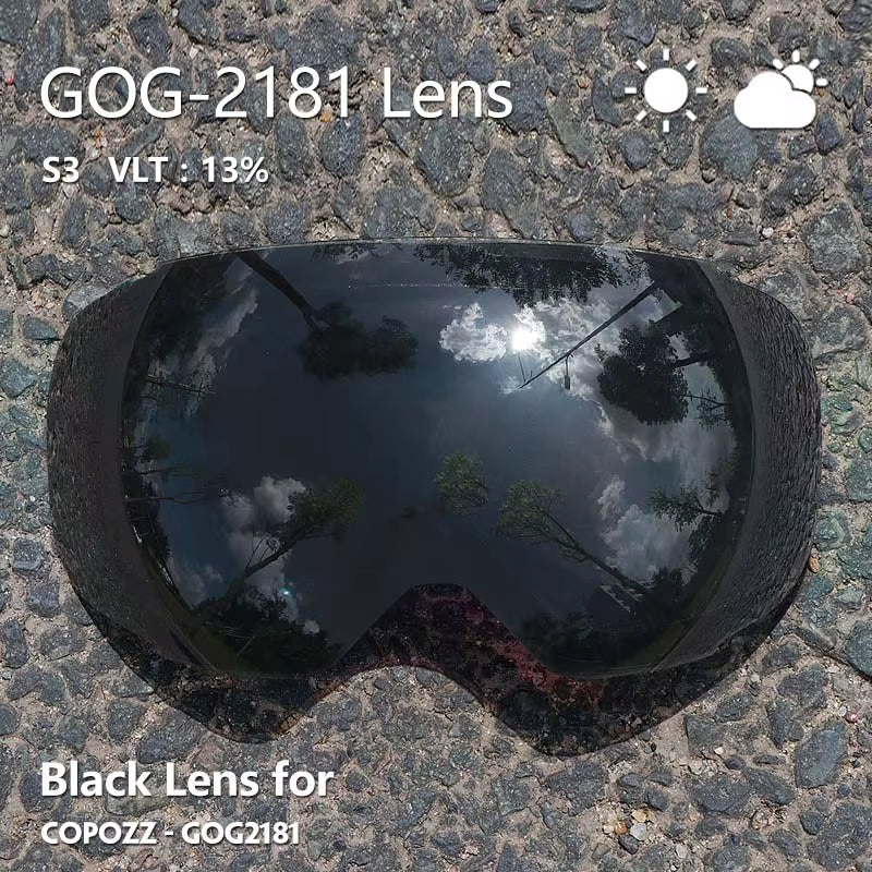 Magnetic Lenses for Ski Goggles GOG-2181 Lens Anti-Fog UV400 Spherical Snow Ski Glasses Snowboard Goggles(Lens Only)