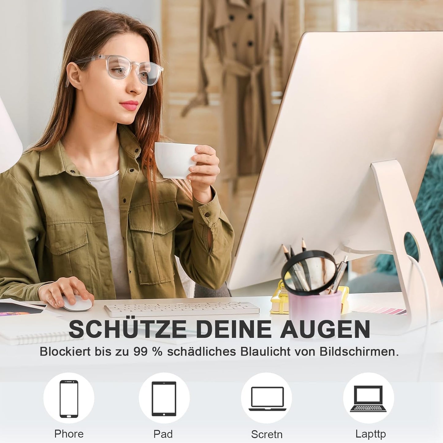 Gafas Luz Azul Para Hombre Y Mujer, Filtro Para Ordenador, TV Y Móvil, Gaming Y Lectura, Reducción De Fatiga Visual, Montura Cómoda Y Ligera, Sin Graduación