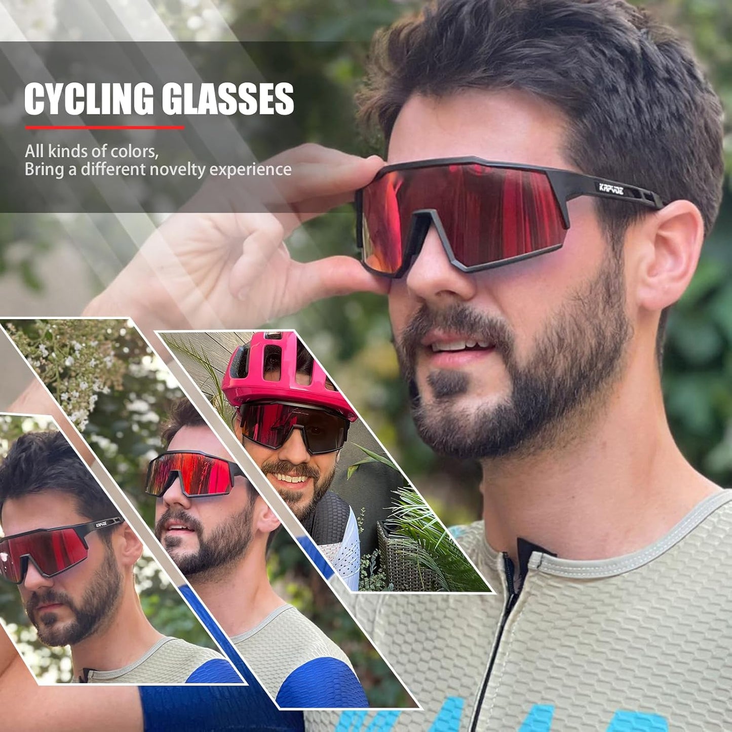 KAPVOE Gafas De Ciclismo Polarizadas Con 1 Lente O 4 Lentes Intercambiables TR90 Gafas De Sol Deportivas Mujeres Hombres K9022