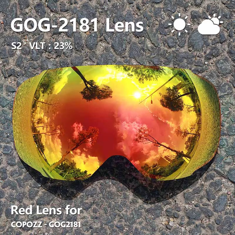 Magnetic Lenses for Ski Goggles GOG-2181 Lens Anti-Fog UV400 Spherical Snow Ski Glasses Snowboard Goggles(Lens Only)