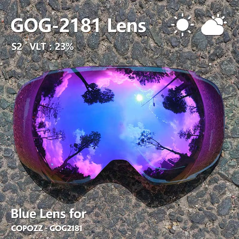 Magnetic Lenses for Ski Goggles GOG-2181 Lens Anti-Fog UV400 Spherical Snow Ski Glasses Snowboard Goggles(Lens Only)