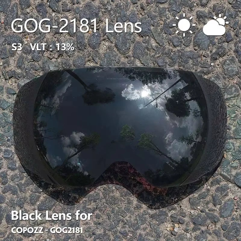 Magnetic Lenses for Ski Goggles GOG-2181 Lens Anti-Fog UV400 Spherical Snow Ski Glasses Snowboard Goggles(Lens Only)
