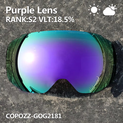 Magnetic Lenses for Ski Goggles GOG-2181 Lens Anti-Fog UV400 Spherical Snow Ski Glasses Snowboard Goggles(Lens Only)
