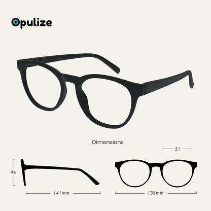 OPULIZE Blu Gafas De Lectura Con Bloqueo De Luz Azul Montura Redonda Bisagras De Muelle Mejoran El Sueño Ordenador Gaming Antirreflejante Hombre Mujer B5
