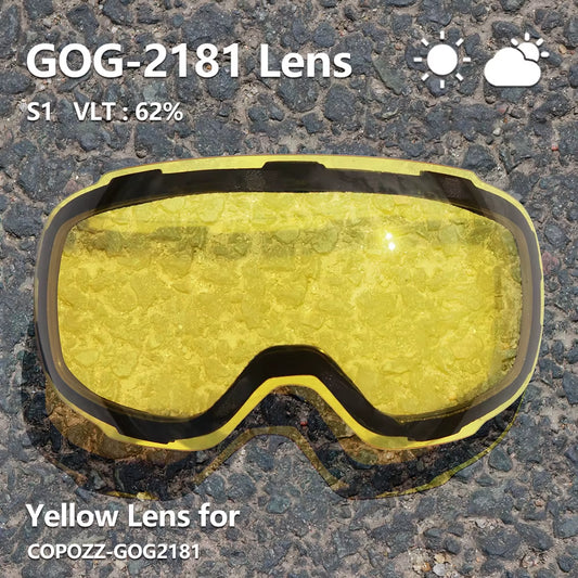 Magnetic Lenses for Ski Goggles GOG-2181 Lens Anti-Fog UV400 Spherical Snow Ski Glasses Snowboard Goggles(Lens Only)