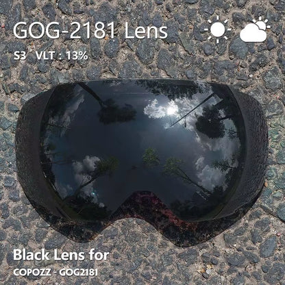 Magnetic Lenses for Ski Goggles GOG-2181 Lens Anti-Fog UV400 Spherical Snow Ski Glasses Snowboard Goggles(Lens Only)