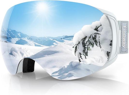 Gafas De Esquí, Gafas Esqui Snowboard Nieve Para Hombre Mujer OTG, Lente Intercambiable Magnética,Anti Niebla Gafas De Esquiar Protección UV Gafas De Ventisca Magnéticos Esférica Lentes
