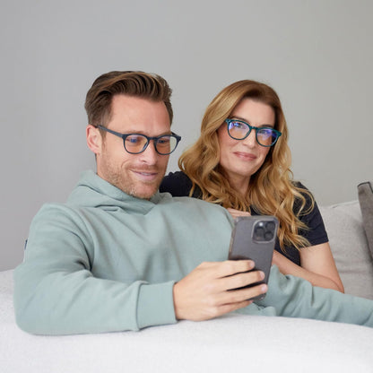 OPULIZE Blu Gafas De Lectura Con Bloqueo De Luz Azul Montura Redonda Bisagras De Muelle Mejoran El Sueño Ordenador Gaming Antirreflejante Hombre Mujer B5