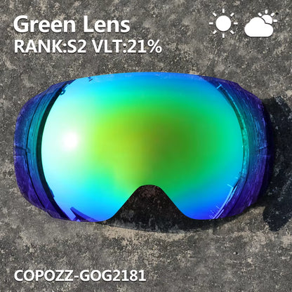 Magnetic Lenses for Ski Goggles GOG-2181 Lens Anti-Fog UV400 Spherical Snow Ski Glasses Snowboard Goggles(Lens Only)