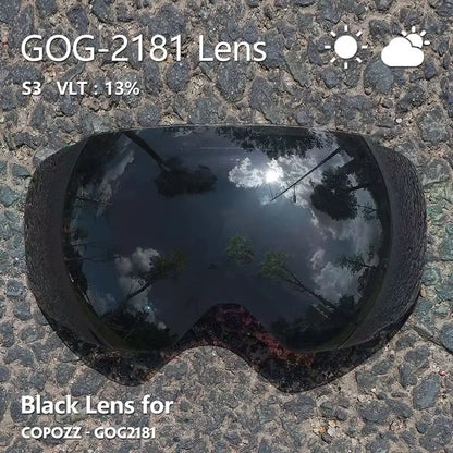 Magnetic Lenses for Ski Goggles GOG-2181 Lens Anti-Fog UV400 Spherical Snow Ski Glasses Snowboard Goggles(Lens Only)